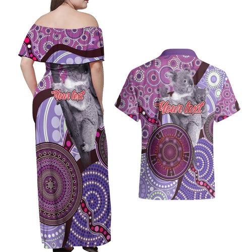 Personalised Australia Koala NAIDOC 2024 Couples Matching Off Shoulder Maxi Dress and Hawaiian Shirt Keep the Fire Burning