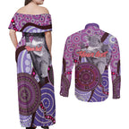 Personalised Australia Koala NAIDOC 2024 Couples Matching Off Shoulder Maxi Dress and Long Sleeve Button Shirt Keep the Fire Burning