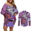 Personalised Australia Koala NAIDOC 2024 Couples Matching Off Shoulder Short Dress and Long Sleeve Button Shirt Keep the Fire Burning