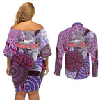 Personalised Australia Koala NAIDOC 2024 Couples Matching Off Shoulder Short Dress and Long Sleeve Button Shirt Keep the Fire Burning