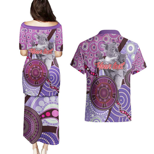 Personalised Australia Koala NAIDOC 2024 Couples Matching Puletasi and Hawaiian Shirt Keep the Fire Burning