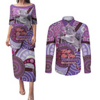 Personalised Australia Koala NAIDOC 2024 Couples Matching Puletasi and Long Sleeve Button Shirt Keep the Fire Burning
