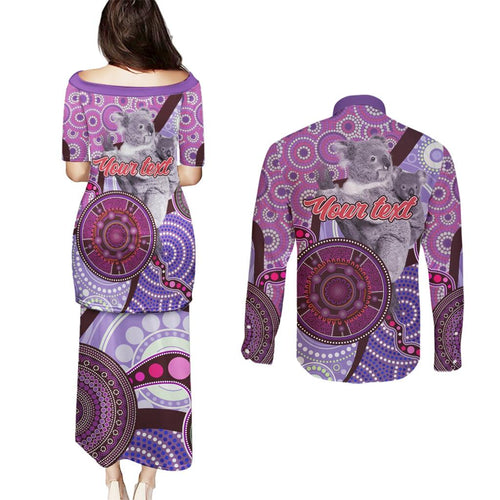 Personalised Australia Koala NAIDOC 2024 Couples Matching Puletasi and Long Sleeve Button Shirt Keep the Fire Burning
