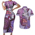 Personalised Australia Koala NAIDOC 2024 Couples Matching Short Sleeve Bodycon Dress and Hawaiian Shirt Keep the Fire Burning