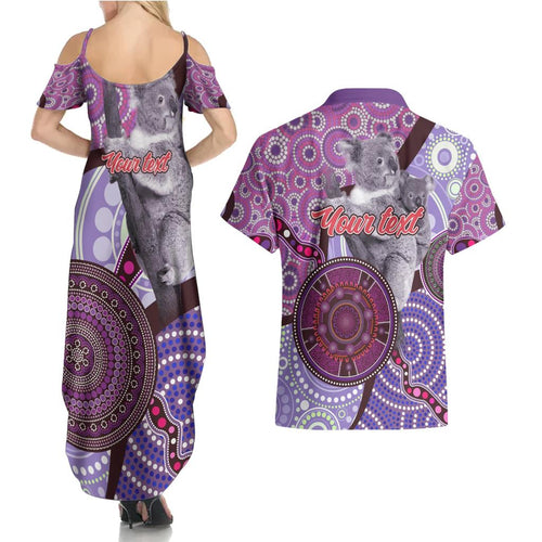 Personalised Australia Koala NAIDOC 2024 Couples Matching Summer Maxi Dress and Hawaiian Shirt Keep the Fire Burning