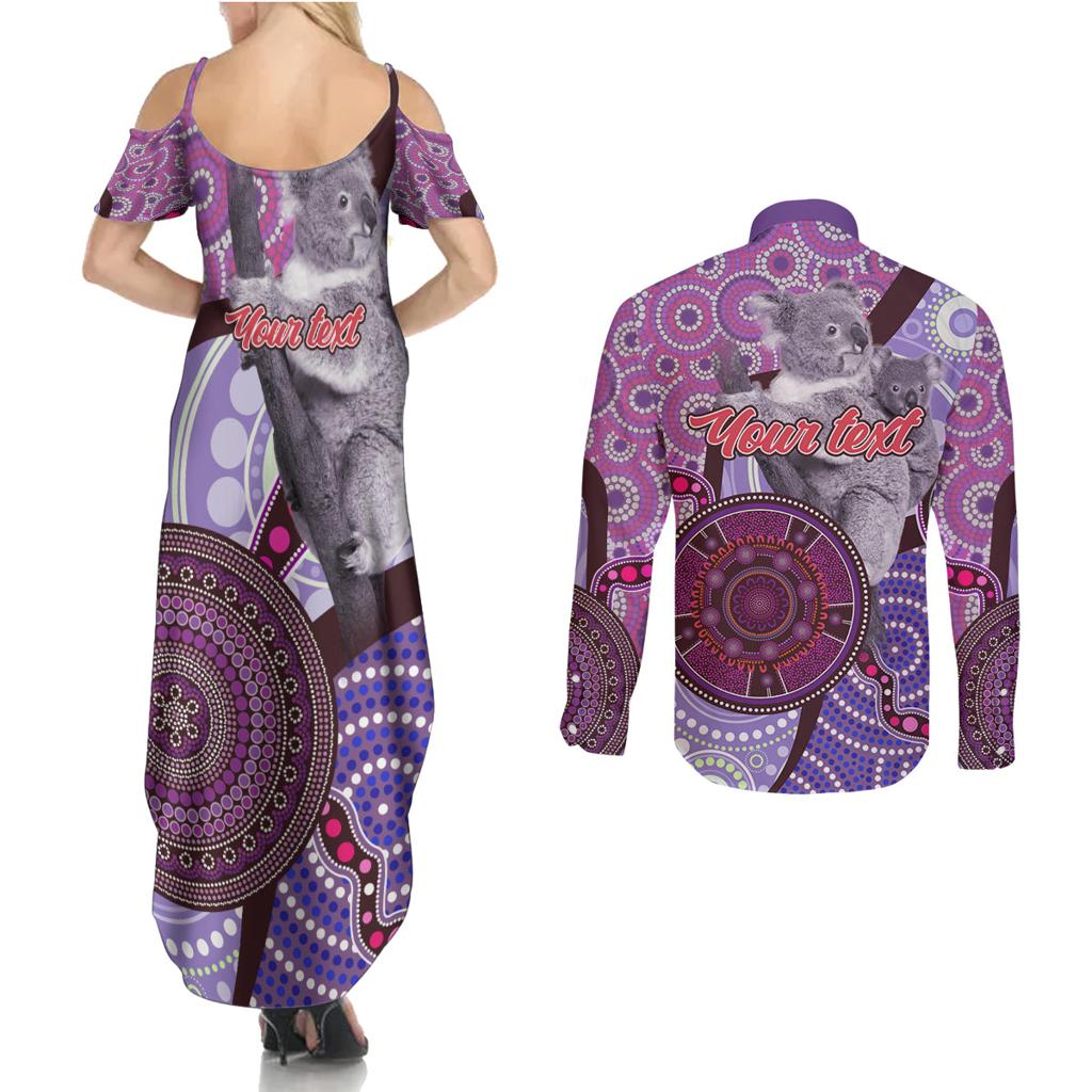 Personalised Australia Koala NAIDOC 2024 Couples Matching Summer Maxi Dress and Long Sleeve Button Shirt Keep the Fire Burning