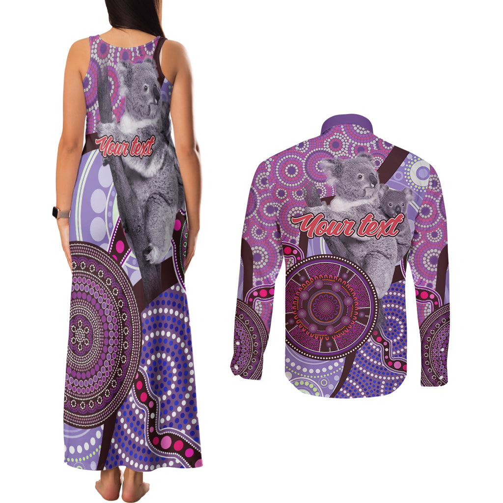 Personalised Australia Koala NAIDOC 2024 Couples Matching Tank Maxi Dress and Long Sleeve Button Shirt Keep the Fire Burning