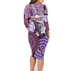 Personalised Australia Koala NAIDOC 2024 Family Matching Long Sleeve Bodycon Dress and Hawaiian Shirt Keep the Fire Burning