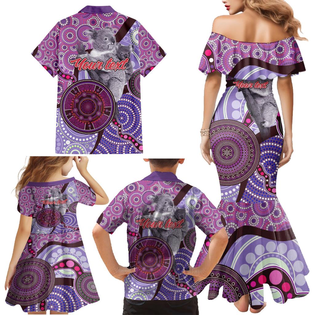 Personalised Australia Koala NAIDOC 2024 Family Matching Mermaid Dress and Hawaiian Shirt Keep the Fire Burning