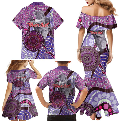 Personalised Australia Koala NAIDOC 2024 Family Matching Mermaid Dress and Hawaiian Shirt Keep the Fire Burning