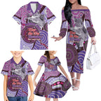 Personalised Australia Koala NAIDOC 2024 Family Matching Off Shoulder Long Sleeve Dress and Hawaiian Shirt Keep the Fire Burning