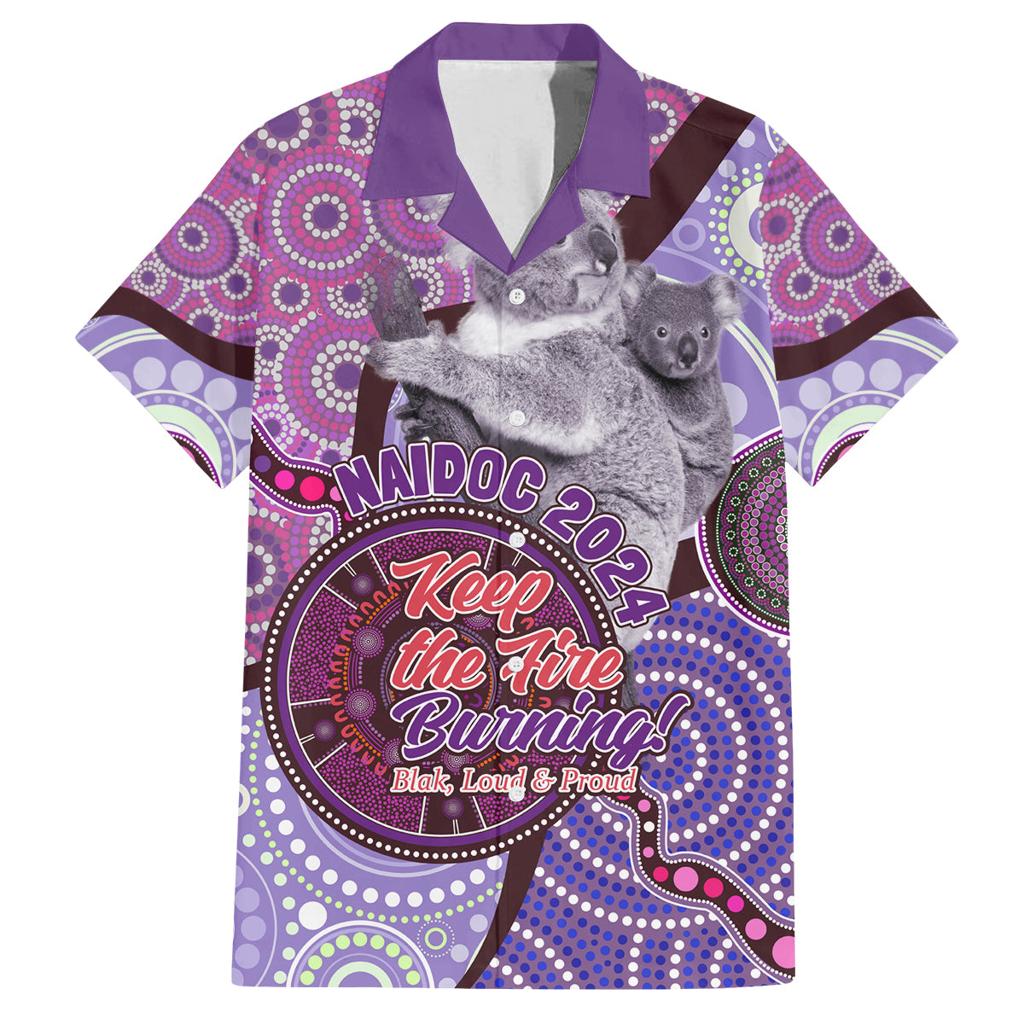 Personalised Australia Koala NAIDOC 2024 Family Matching Off Shoulder Long Sleeve Dress and Hawaiian Shirt Keep the Fire Burning