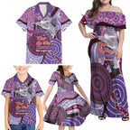 Personalised Australia Koala NAIDOC 2024 Family Matching Off Shoulder Maxi Dress and Hawaiian Shirt Keep the Fire Burning