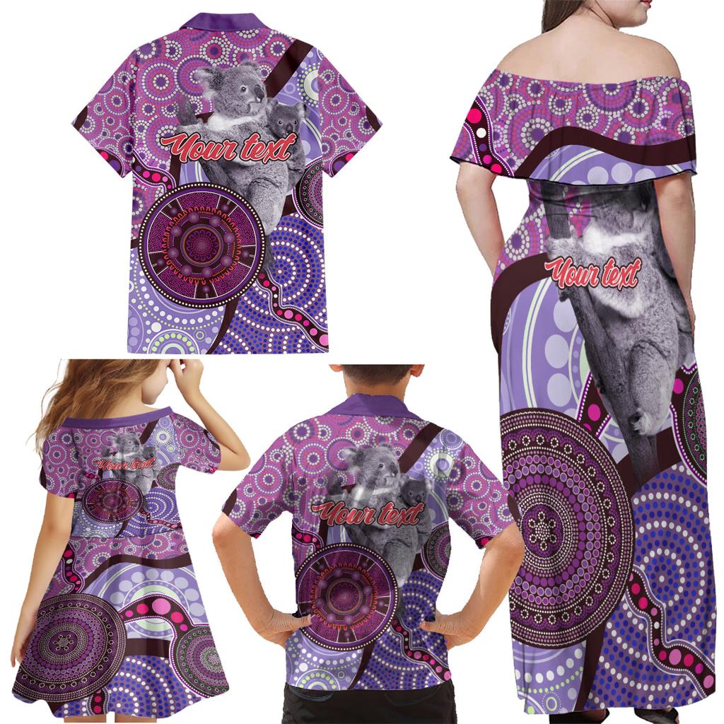 Personalised Australia Koala NAIDOC 2024 Family Matching Off Shoulder Maxi Dress and Hawaiian Shirt Keep the Fire Burning