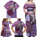 Personalised Australia Koala NAIDOC 2024 Family Matching Off Shoulder Maxi Dress and Hawaiian Shirt Keep the Fire Burning