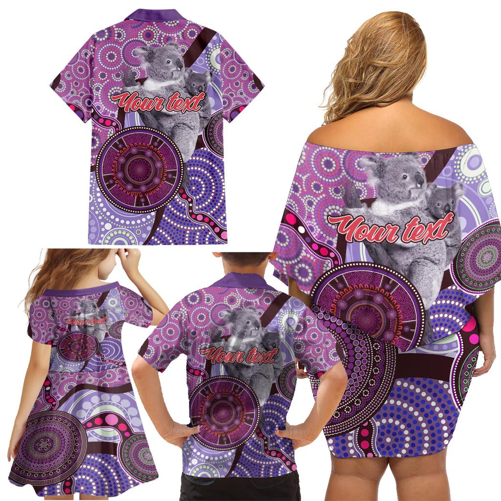 Personalised Australia Koala NAIDOC 2024 Family Matching Off Shoulder Short Dress and Hawaiian Shirt Keep the Fire Burning