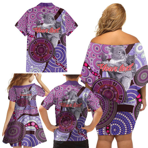Personalised Australia Koala NAIDOC 2024 Family Matching Off Shoulder Short Dress and Hawaiian Shirt Keep the Fire Burning