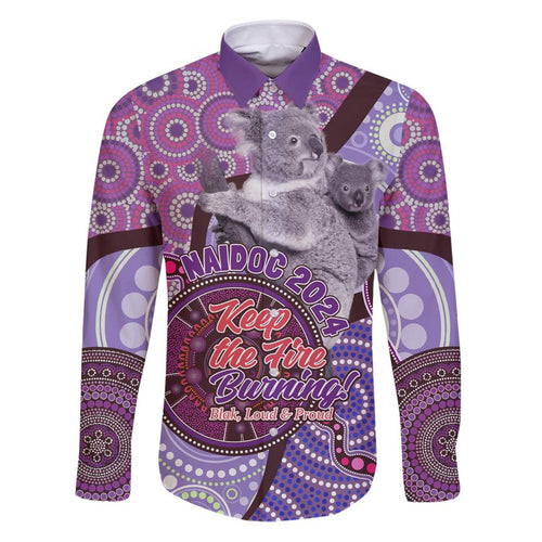 Personalised Australia Koala NAIDOC 2024 Family Matching Puletasi and Hawaiian Shirt Keep the Fire Burning