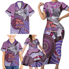 Personalised Australia Koala NAIDOC 2024 Family Matching Short Sleeve Bodycon Dress and Hawaiian Shirt Keep the Fire Burning