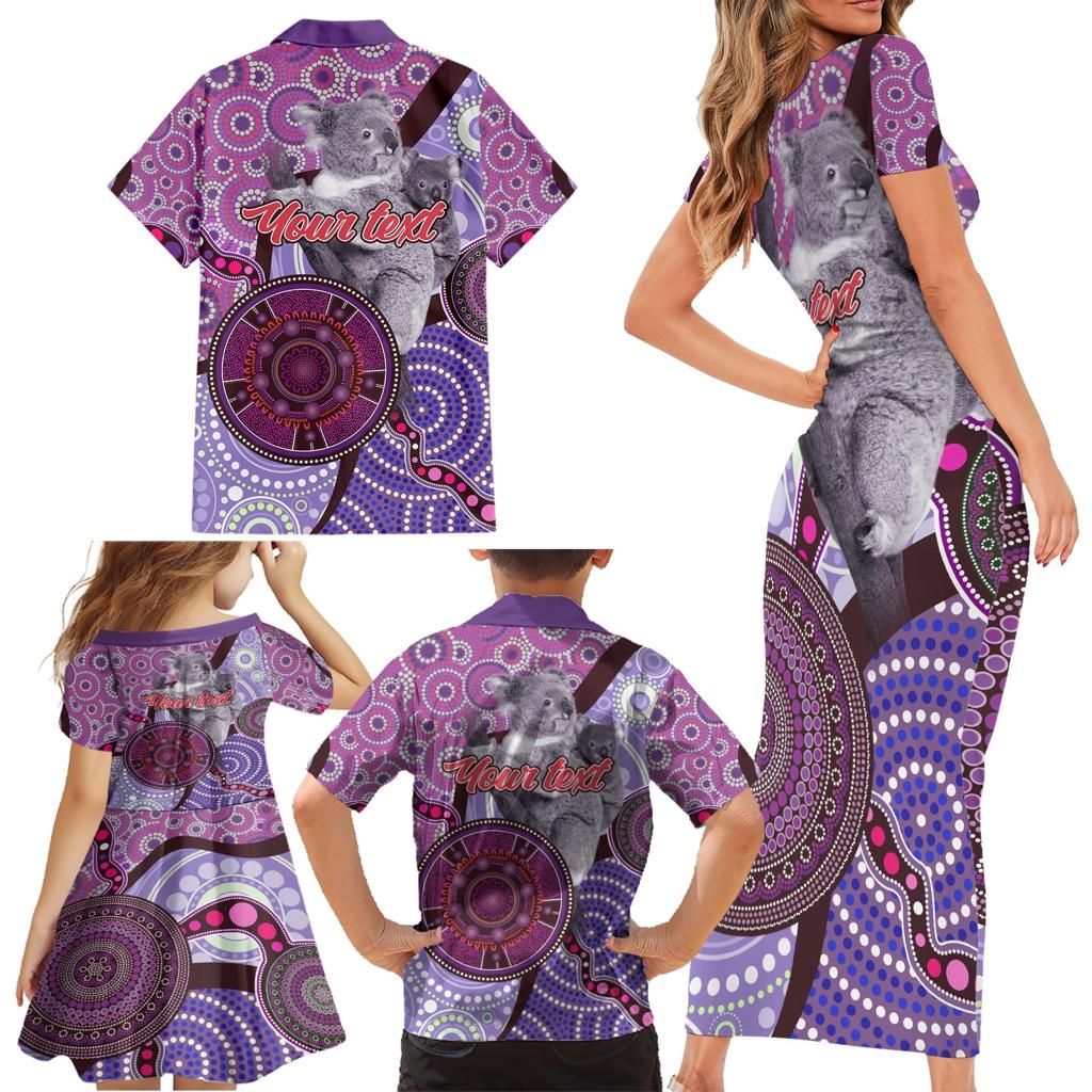Personalised Australia Koala NAIDOC 2024 Family Matching Short Sleeve Bodycon Dress and Hawaiian Shirt Keep the Fire Burning