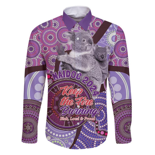 Personalised Australia Koala NAIDOC 2024 Family Matching Short Sleeve Bodycon Dress and Hawaiian Shirt Keep the Fire Burning