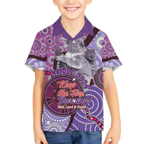 Personalised Australia Koala NAIDOC 2024 Family Matching Summer Maxi Dress and Hawaiian Shirt Keep the Fire Burning
