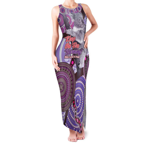Personalised Australia Koala NAIDOC 2024 Family Matching Tank Maxi Dress and Hawaiian Shirt Keep the Fire Burning