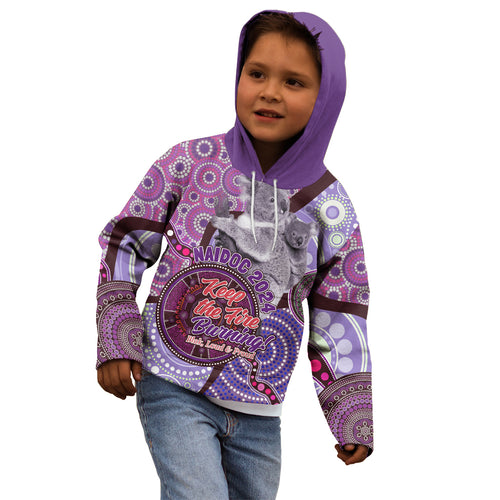 Personalised Australia Koala NAIDOC 2024 Kid Hoodie Keep the Fire Burning