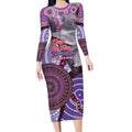 Personalised Australia Koala NAIDOC 2024 Long Sleeve Bodycon Dress Keep the Fire Burning