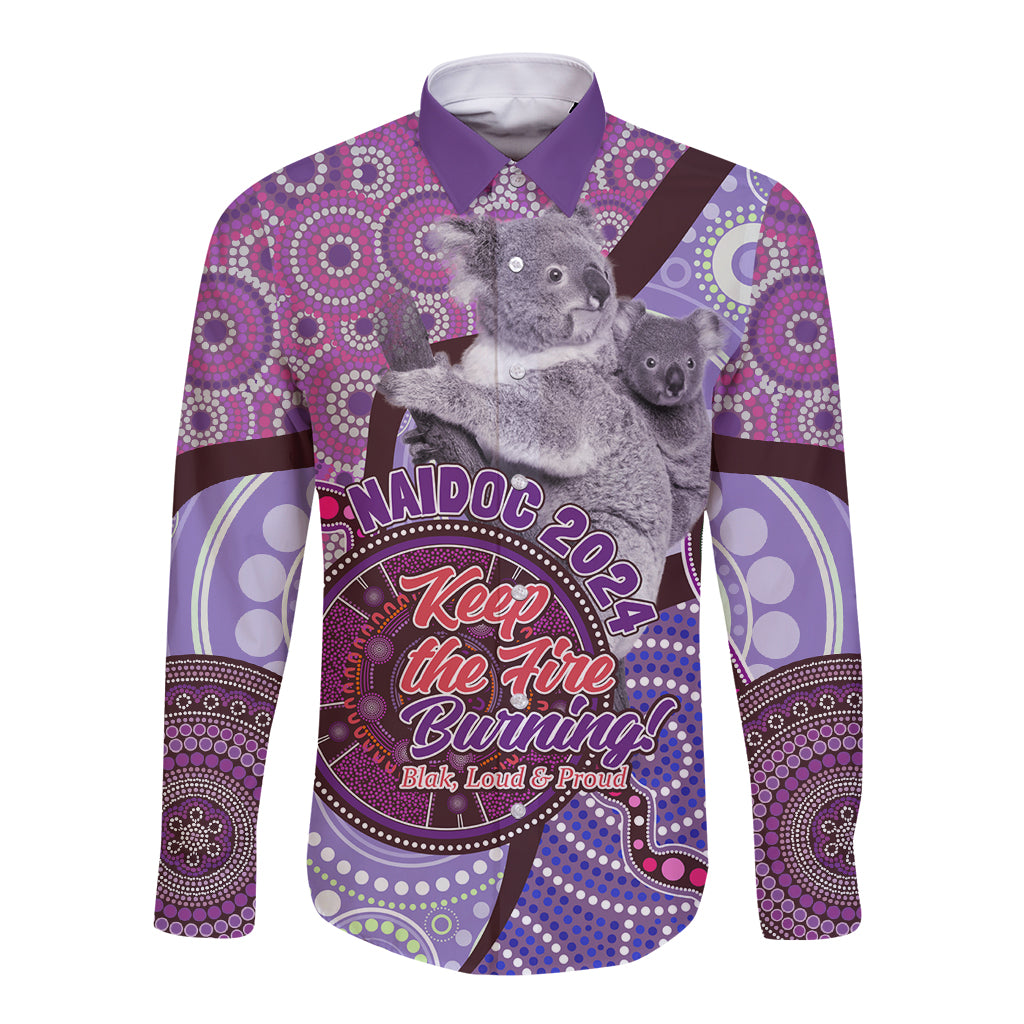 Personalised Australia Koala NAIDOC 2024 Long Sleeve Button Shirt Keep the Fire Burning