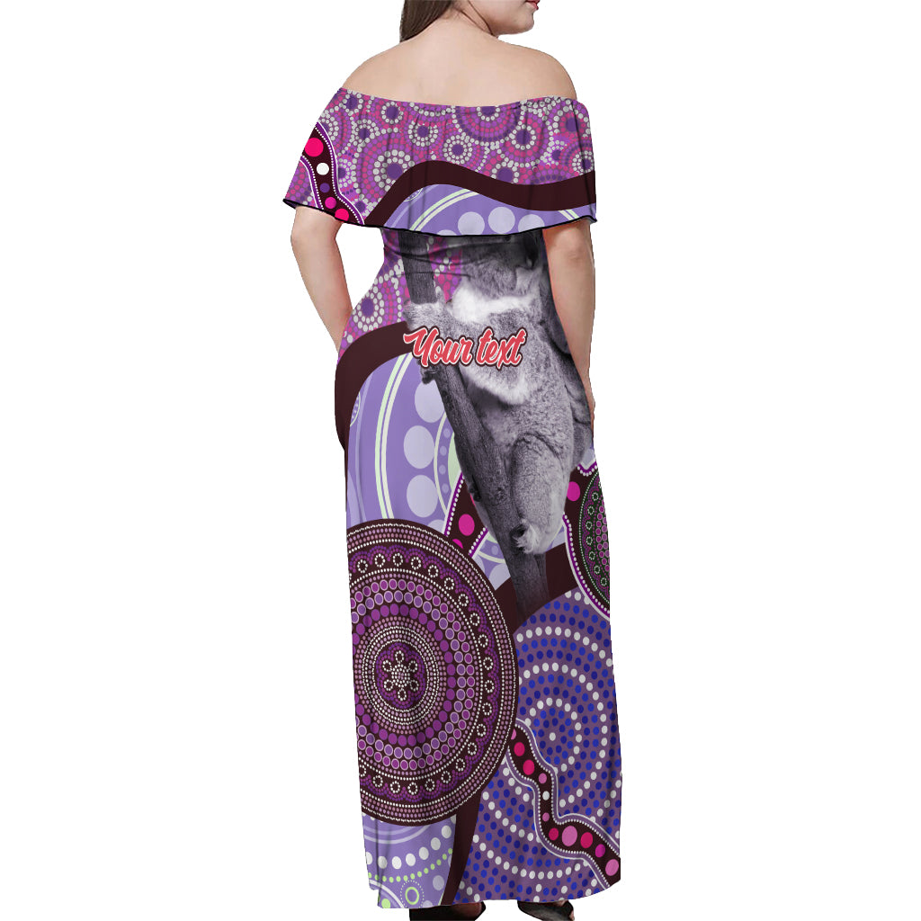Personalised Australia Koala NAIDOC 2024 Off Shoulder Maxi Dress Keep the Fire Burning