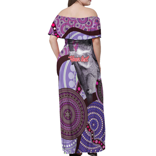 Personalised Australia Koala NAIDOC 2024 Off Shoulder Maxi Dress Keep the Fire Burning