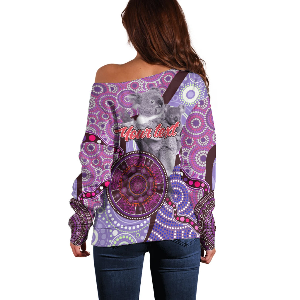 Personalised Australia Koala NAIDOC 2024 Off Shoulder Sweater Keep the Fire Burning