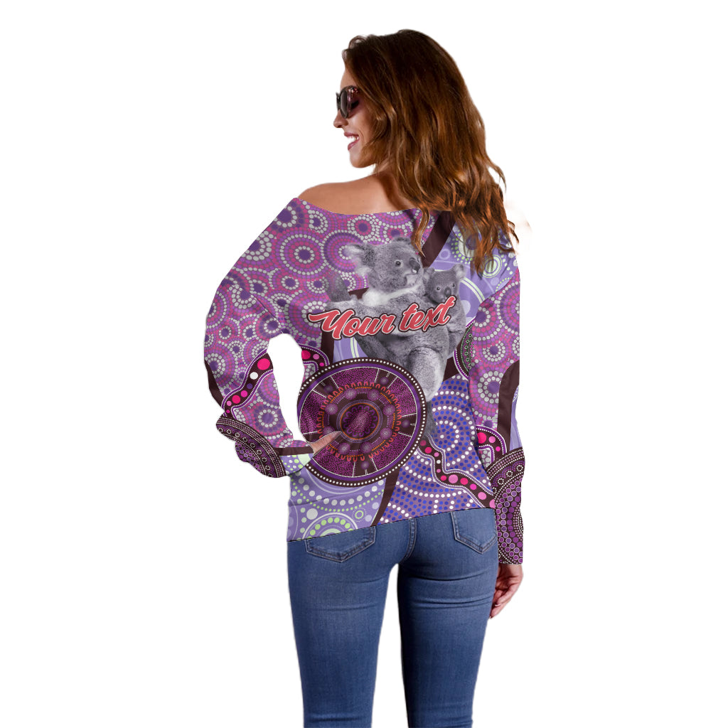 Personalised Australia Koala NAIDOC 2024 Off Shoulder Sweater Keep the Fire Burning