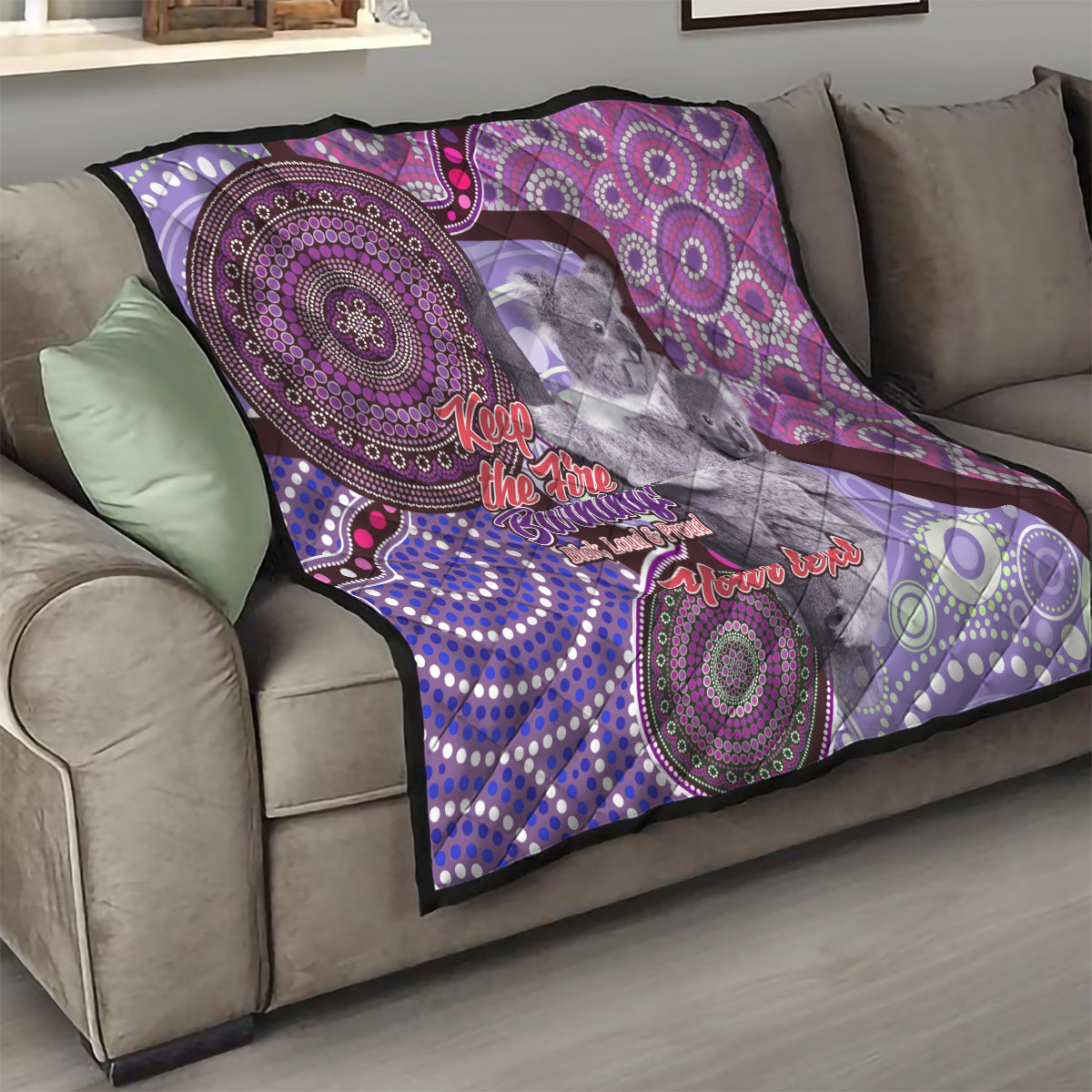 Personalised Australia Koala NAIDOC 2024 Quilt Keep the Fire Burning