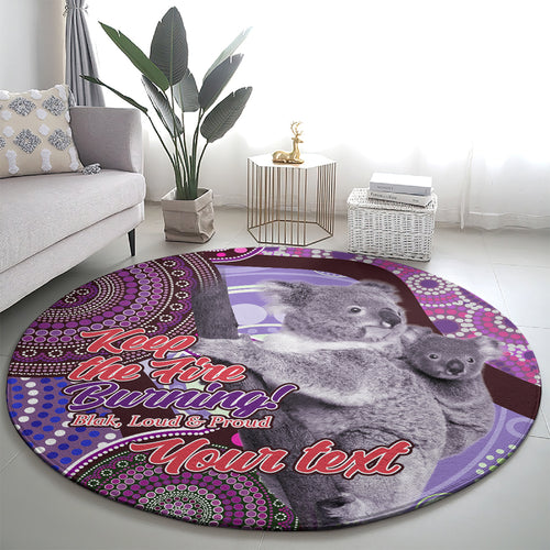 Personalised Australia Koala NAIDOC 2024 Round Carpet Keep the Fire Burning