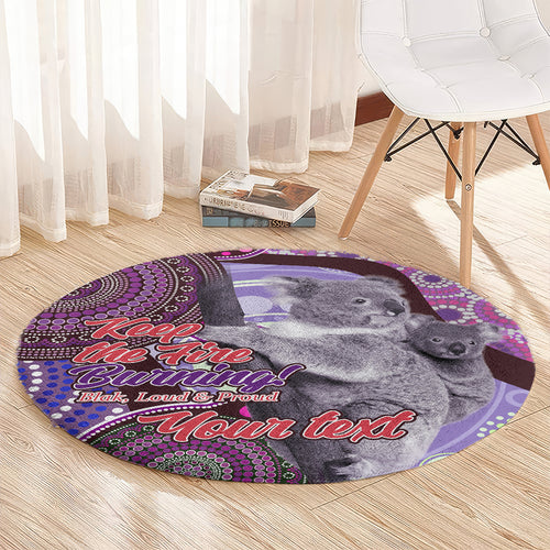 Personalised Australia Koala NAIDOC 2024 Round Carpet Keep the Fire Burning