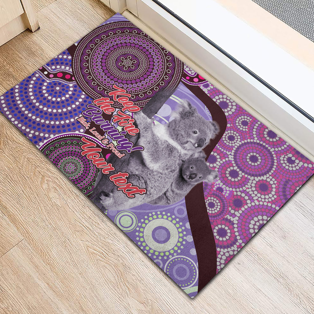 Personalised Australia Koala NAIDOC 2024 Rubber Doormat Keep the Fire Burning