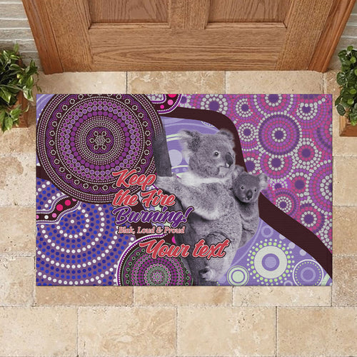 Personalised Australia Koala NAIDOC 2024 Rubber Doormat Keep the Fire Burning