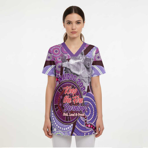 Personalised Australia Koala NAIDOC 2024 Scrub Top Keep the Fire Burning - Aussie Hoodie