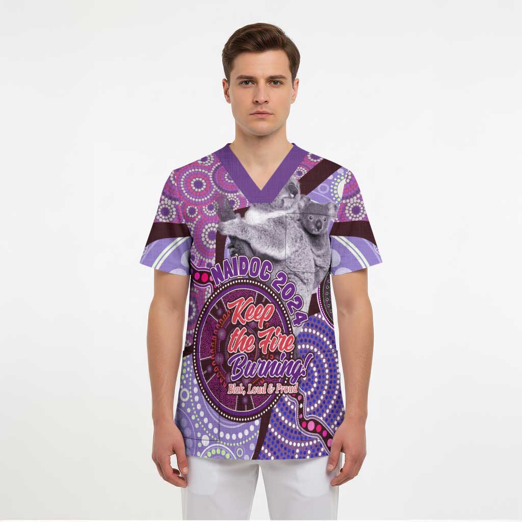 Personalised Australia Koala NAIDOC 2024 Scrub Top Keep the Fire Burning - Aussie Hoodie