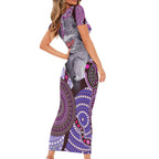 Personalised Australia Koala NAIDOC 2024 Short Sleeve Bodycon Dress Keep the Fire Burning