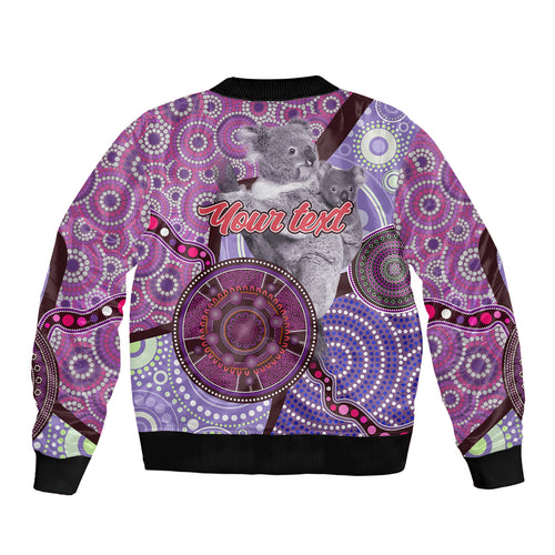 Personalised Australia Koala NAIDOC 2024 Sleeve Zip Bomber Jacket Keep the Fire Burning