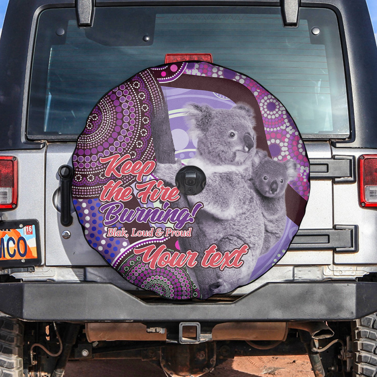 Personalised Australia Koala NAIDOC 2024 Spare Tire Cover Keep the Fire Burning