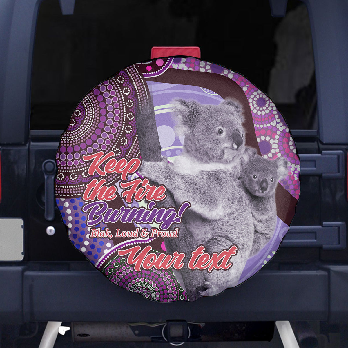 Personalised Australia Koala NAIDOC 2024 Spare Tire Cover Keep the Fire Burning