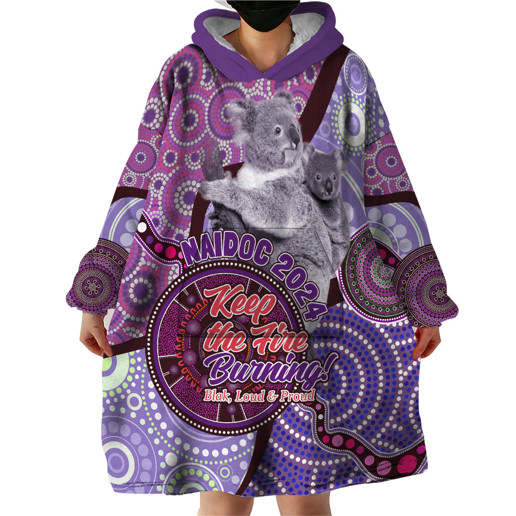 Personalised Australia Koala NAIDOC 2024 Wearable Blanket Hoodie Keep the Fire Burning