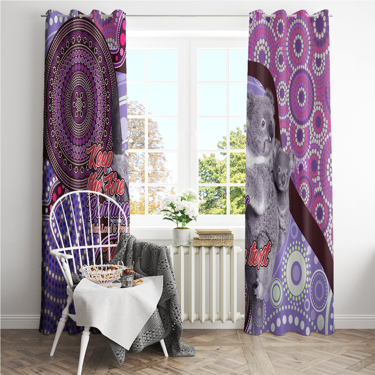 Personalised Australia Koala NAIDOC 2024 Window Curtain Keep the Fire Burning