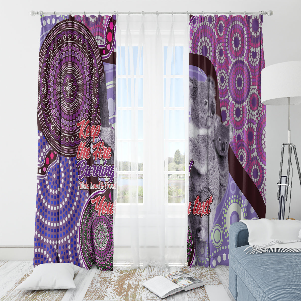 Personalised Australia Koala NAIDOC 2024 Window Curtain Keep the Fire Burning