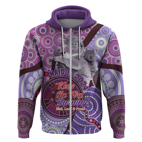 Personalised Australia Koala NAIDOC 2024 Zip Hoodie Keep the Fire Burning