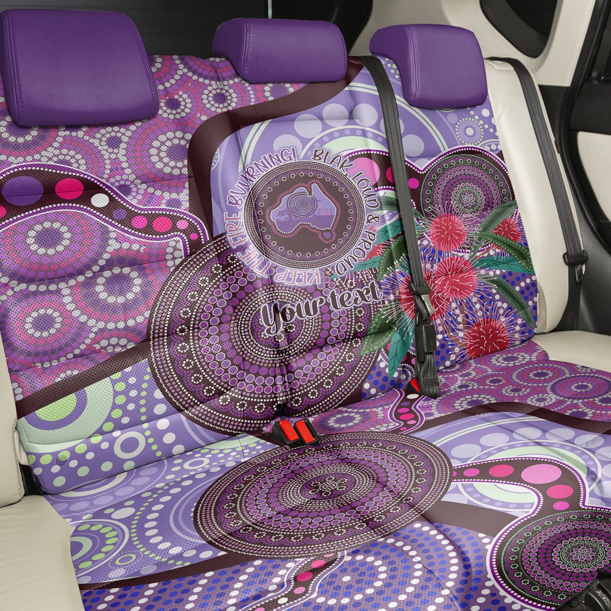 Personalised Australia NAIDOC 2024 Back Car Seat Cover Keep the Fire Burning Hakea Flowers